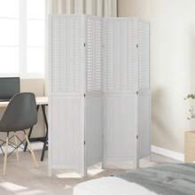 vidaXL Room Divider 4 Panels White Solid Wood Paulownia - trắng - Xem 3