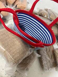 时尚腊肠犬篮子手提包，大容量编织手提包，钩针/针织包 - 紅色 - 查看 3