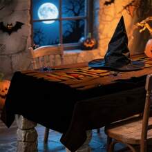 1/20pcs Scary Halloween Tablecloth, Scary Black Bat, Orange Pumpkin Pattern Tablecloth, Rectangle Tablecloth, Halloween Decoration, Suitable For Party Decoration, Home Kitchen Table, Indoor/Outdoor Use, Home Decoration