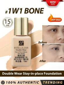 Estée Lauder Estee Lauder [Mini] Double Wear Stay-In-Place Foundation #1W1 Bone / SPF10/PA++ / 24H Wear & 24H Color True & 24H Non-Creasing & Flawless, Natural, Matte Foundation / Medium-To-Full Coverage Foundation, Buildable / Waterproof Foundation & Sweat- & Humidity-Resistant