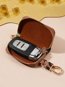 Leopard Print Car Key Chain - Iron Zipper Wallet With Adjustable Shoulder Strap, Large Capacity Multi-Function Key Holder, Unisex, Fashionable And Practical, Can Be Used As Women's Coin Purse, Mini Wallet, Wallet, Autumn Wallet, Key Chain - Multicolor - View 4