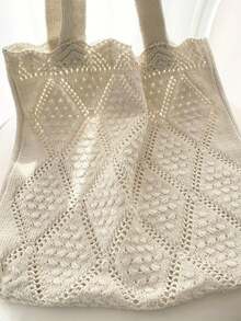 Minimalist Crochet Hollow Design Vacation Luxury Large Crochet Hollow Handbag - Spacious Woven Shoulder Bag, Backpack, Large Capacity, Portable, Suitable For Teenage Girls, College Students, Office Workers, Perfect For Work, Back To School, Middle School, High School, College, Vacation Backpack, Portable, Lightweight, Classic Casual, Suitable For Teenage Girls, Vacation, Holiday, Outdoor, Travel, Outdoor, Perfect For Back To School, College, High School, School, Beach And Travel Adventure - Multicolor - View 5