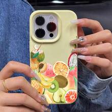 Ultra Thin IPhone Case For IPhone 16 Pro Max/15/14/13/12/11 - Soft Flexible TPU With Tropical Fruit Watercolor Pattern Design | Anti-Scratch, Shockproof, Anti-Slip Protection | Slim Protective - 黃色 - 查看 7