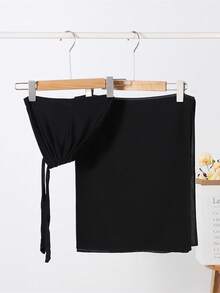 2pcs Women Scarf & Bonnet Set, Versatile Underlay Cap Combo, Hijab, Middle East Ramadan Abaya Matching, Elastic Chiffon Scarf & Cap Set, Casual Outfit - Camel - View 3