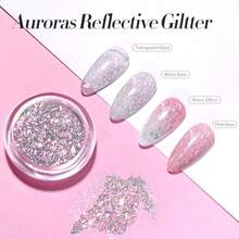 BORN PRETTY 4 Jars Chrome Nail Powder With 1 Jar Auroras Reflective Itter Nail Powder - 如圖 - 查看 7