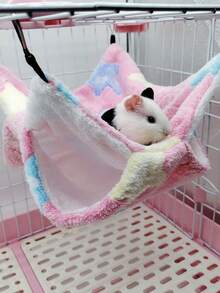 1pc Star Pattern Double-layer Plush Hanging Pet Bed & Sleeping Bag For Small Pets, Suitable For All Seasons