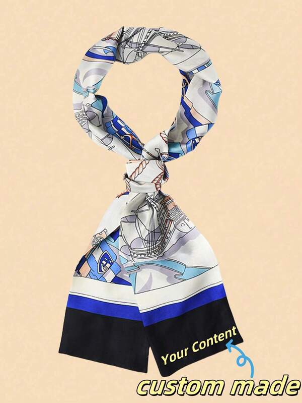 1 PC Customized Ladies' Versatile Scarf, Double-Layer Double-Sided Professional Scarf, Long Silk Scarf