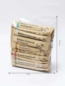 10pcs Disposable Bamboo Toothbrush, Soft Bristles & Hard Bristles - Brown - View 5