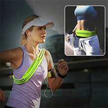 Fluorescent Green Reflective Running Waist Bag - Lightweight Nylon Zipper Bag, Suitable For Night Running, Work, And Phone Storage | Safety Buckle Closure Durable Outdoor Sports Equipment