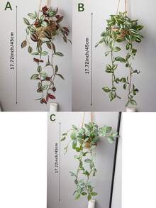 1/3件装悬挂式草堆，网状草，涤纶草，人造植物，绿色装饰，全年装饰，春夏装饰，学校宿舍，办公室，派对，生日，家居，酒店，餐厅，客厅，卧室，婚礼，厨房，花园，圣诞装饰（含花盆） - 綠色 - 查看 4