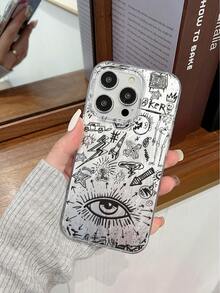 Creative Eye Doodle Pattern TPU Phone Case, Funny Minimalist Fashion Gift For Men & Women, Compatible With IPhone 16/15/15Pro/15ProMax/14/13/12/11/XsMAX Series Phone Protective Cover - Multicolor - View 1