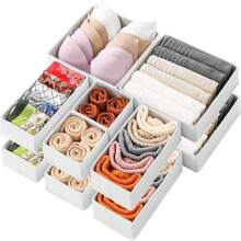 Stero 12 Pack Drawer Organizers For Clothing, Dresser Drawer Organizer Clothes, Fabric Foldable Closet Organizers And Storage Basket Bins For Clothes, Underwear, Bras, Socks (White)