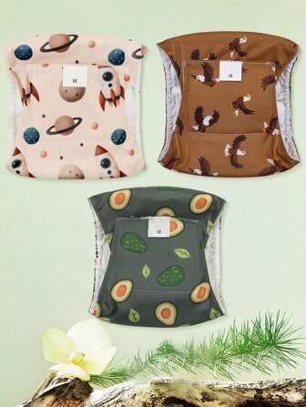 Washable Male Dog Belly Bands (Fashionable Pattern) - 3 Packs - Washable Male Dog Belly Bands, Male Dog Diapers