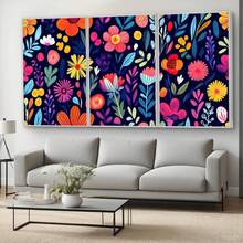 Quadro Decorativo Flores Noturnas Coloridas MDF Mosaico Sala Quarto Escritório Impressão Em Hd - Branco - Visão 4