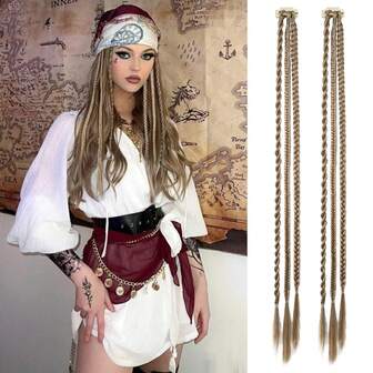 夹式接发 - 2 件婴儿辫子，22 英寸长天然柔软合成假发（深金色）适合夏季和派对