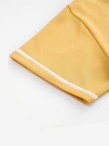 2 件套女士短袖睡衣套装，透气睡衣，夏季 - 黃色 - 查看 5