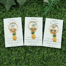 5pcs Cute Personalized Lemon Pineapple Strawberries Bananas Keychain Set With Pocket Card For Family And Friends - A Little Gift To Remind You Of Strength And Resilience Bag Charms Car Accessories Teacher Sister Gift Ideas
