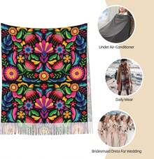 ¡RecomendadoChales y envolturas para mujer, diseño floral mexicano, suave, grande, cálida manta para vestidos de noche¡Top de Temporada - estilo5 - Ver 4