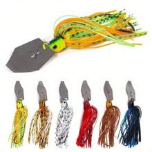 6pcs Weedless Chatterbait Spinner Lure Set With Glitter Iron Baits For Bass, Pike, Freshwater Fishing Gear