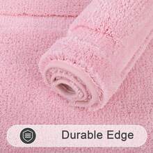 HEBE Soft Fluffy Bathroom Runner Rugs Set Of 3 Bath Mats With U Shape Toilet Rugs Non Slip Washable Bath Rugs Absorbent Bathroom Carpet For Shower Tub - 粉色 - 查看 6