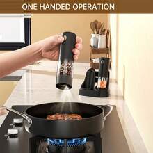 可充电电动盐和胡椒研磨器套装，海盐和玫瑰盐研磨器套装，带充电底座，2 件套，带收纳底座，LED 灯，研磨粗细可调，易于清洁，厨房必备，电动香料研磨工具，节日礼物 - 彩色 - 查看 5