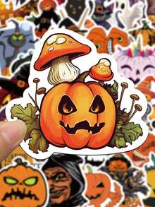 50 Stücke Halloween Graffiti Aufkleber Kürbislaterne, Geist, Hexe Festival Dekoration: Handyhüllen, Gitarre, Trinkbecher, kreative Spielsachen, Geschenke, wasserfeste Aufkleber