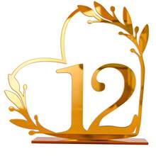 Gold Openwork Heart Table Numbers 1/20Pcs 10x10cm Thickened Base Insertable Number Cards Acrylic No Assembly Required Romantic Luxury Reusable Easy Install DIY For Wedding Anniversary Baby Shower Graduation Wedding Favor Table Centerpiece Home Decor - Multicolor - View 22