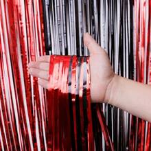 Red And Black Foil Fringe Curtains And Balloon Garland Arch Kit 2 Pack 3.2x8.2 Feet Backdrop Tinsel Curtains And 78 Pcs Balloons For Deadpool Twilight  Party Decorations Red And Black-0162 - Đỏ và Đen - Xem 3