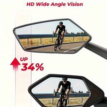 2 件高清广角自行车后视镜，360° 可调，适用于自行车、电动滑板车、摩托车和山地自行车，配有安装硬件，简约黑色设计，自行车配件