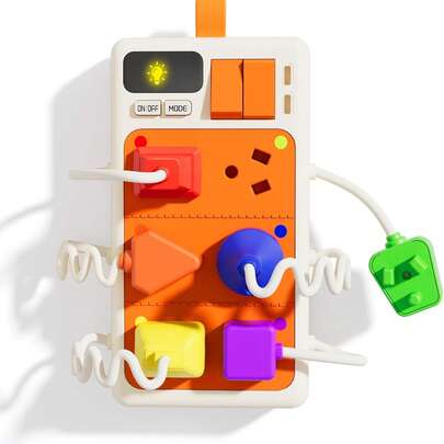 幼儿忙碌板，蒙特梭利感官插座带灯光和声音忙碌板，飞机汽车旅行玩具，婴儿礼物