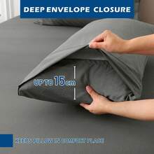 FORZZZ Hotel Bamboo Cooling Sheet Set 4 Pieces-Ultra Soft 2000TC Breathable Bed Sheets Set With 37 Centimetre Deep Pocket-Cooling Sheets For Hot Sleepers, Grey - 灰色 - 查看 3