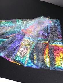 10 件激光玫瑰花美甲转印箔纸花塑料指甲箔转印贴纸 DIY 美甲设计一次性美甲用品柔和色彩装饰