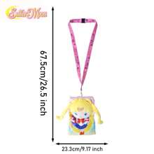 Crunchyroll 1PC  Officially Licensed Moon Deluxe Plush Lanyard ID Character Card Pack Fantasy Wind  Cartoon Card Pack Exquisite Small Traveling Daily Traveling Christmas Party Christmas Anime Exhibition Birthday Gift - Pink - View 4