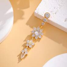 1 Stück 5-zackiger Stern Blumen 3-teiliger Anhänger mit 21 Zirkonia Edelstahl Bauchnabelpiercing Ring, klassischer Bauchnabel Piercing Schmuck für den täglichen Gebrauch