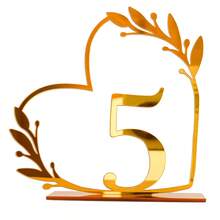 Gold Openwork Heart Table Numbers 1/20Pcs 10x10cm Thickened Base Insertable Number Cards Acrylic No Assembly Required Romantic Luxury Reusable Easy Install DIY For Wedding Anniversary Baby Shower Graduation Wedding Favor Table Centerpiece Home Decor - Multicolor - View 13