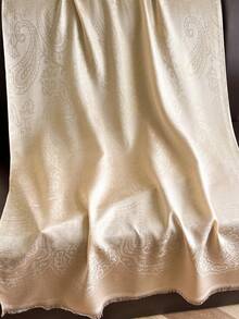 1 buc. Hijab jacquard de lux cu fir auriu, șal versatil cu model paisley și caju, cu ciucuri, pentru femei, potrivit pentru toate anotimpurile, pentru rochie