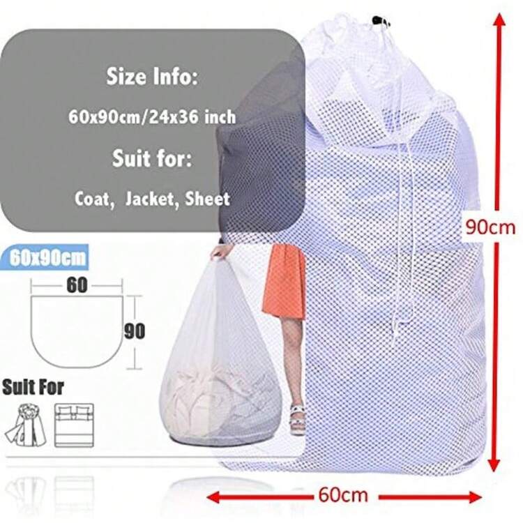 2-Piece Set Laundry Bag, Laundry Bag, Mesh Storage Bag For Dirty Clothes, Large Mesh Bag For Bra And Underwear, Put It In The Washing Machine Without Damaging The Clothes - White - View 3