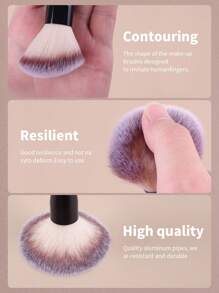 2支装专业双头面部化妆刷，散粉刷、腮红刷，化妆工具，柔软纤维，方便携带，旅行必备，粉底刷、遮瑕刷、腮红刷、修容刷、古铜粉刷、散粉刷、粉底刷、腮红刷 - 黑色 - 查看 6