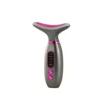 1个便携式可充电面部颈部按摩器，电镀喷漆款式，女士专用，带加热和振动功能，USB充电（内置500mAh锂电池），无香型，便携式美容工具 | 直观操控 | 可充电按摩器 | 圣诞礼物、新年礼物、情侣礼物