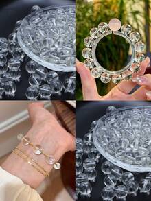 Transparent Glass Round Beads, Icy Clear Glass Beads For DIY Jewelry, Bracelets, Necklaces, Garment Weaving-25pcs