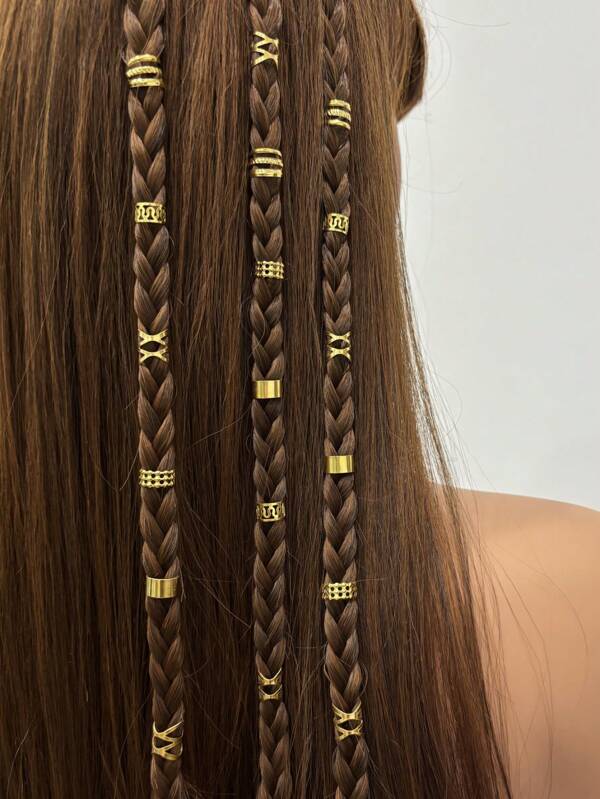50 pièces Bijoux de cheveux en alliage pour tresses, accessoires de dreadlocks, pinces à cheveux en métal sans perçage, perles pour barbe, manchons pour cheveux, pinces à cheveux, barrettes, accessoires pour cheveux, décoration de tresses pour femmes et hommes