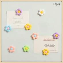 12pcs Creative Kitchen/Home Decor 5-Petal Flower Resin Fridge Magnets, Stick Notes, Photos On Whiteboard/Blackboard, Cute Decorative Items For Office Desk, Kitchen, Storage Cabinet, Dishwasher, Home Decoration, Gifts For Friends And Family - Multicolor - View 17