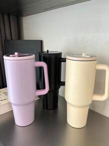 كوب فولاذي مقاوم للصدأ سعة 40 أونصة مع غطاء قش، مقبض مانع للانزلاق وحامل كوب للسيارة - احتفاظ بالثلج لمدة 34 ساعة، كوب سفر محكم الإغلاق للجيم والعمل والسيارة