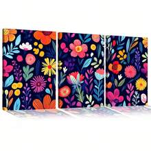 Quadro Decorativo Flores Noturnas Coloridas MDF Mosaico Sala Quarto Escritório Impressão Em Hd - Branco - Visão 1