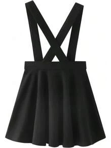 Noomelfish Girls Suspender Skater Skirt Stretchy Cotton Flared Overall Dress (4-12 Years) - Khaki - View 9