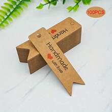 100 SZTUK, Ręcznie robione Etykiety Prezentowe, Etykiety Papierowe Kraft Z Napisem "Ręcznie Robione Z Miłością" Do Sztuki I Rzemiosła, Ślubów, Urodzin, Przyjęć, Świąt Lub Specjalnych Wydarzeń, Dekoracji Wiszących, Dekoracji Prezentów