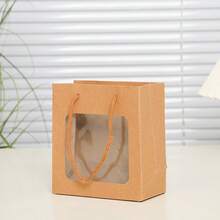 10个带窗口牛皮纸礼品袋，花店风格透明展示袋，珠宝手工包装材料，周年纪念礼品袋，DIY婚礼派对袋 - 彩色 - 查看 3