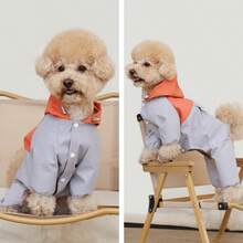 Winddichter Hunde-Regenmantel/Parka, Hunde-Kapuzen-Hosenträger-Hut, 4-Bein reflektierende gestreifte Hunde-Regenjacke, transparenter winddichter Hunde-Regen- und Schneeanzug, geeignet für große, mittlere und kleine Hunde - Verschiedenfarbig - Übersicht 9