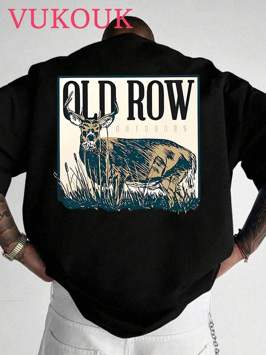 Outdoor Old Row Men's Fashion Men's Printed Short Sleeved T-Shirt, Men's Round Neck Top, 180g 100% Pure Cotton Fabric - Comfortable And Casual Summer Street Style Short Sleeved T-Shirt, Cool Design Retro Summer Men's Daily Wear T-Shirt Print Y2K Synthetic Gemstone Teeth - 黑色 - 查看 1