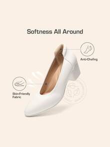Women's Low Chunky Block Heel Dress Shoes Closed Pointed Toe Comfortable Heels Work Wedding Office Pumps Shoes - 白色 - 查看 2